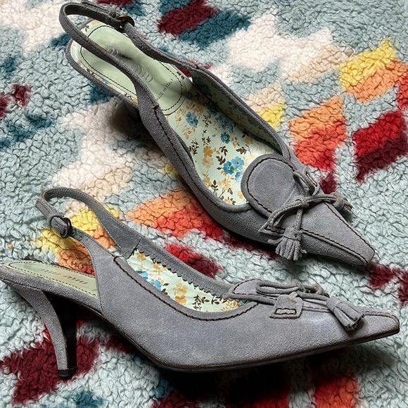 Miu Miu y2k vintage suede bow pointy toe slingback heels - Picture 1 of 12